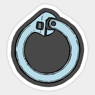 Ouroboros Wrench (hand-drawn blue) Sticker